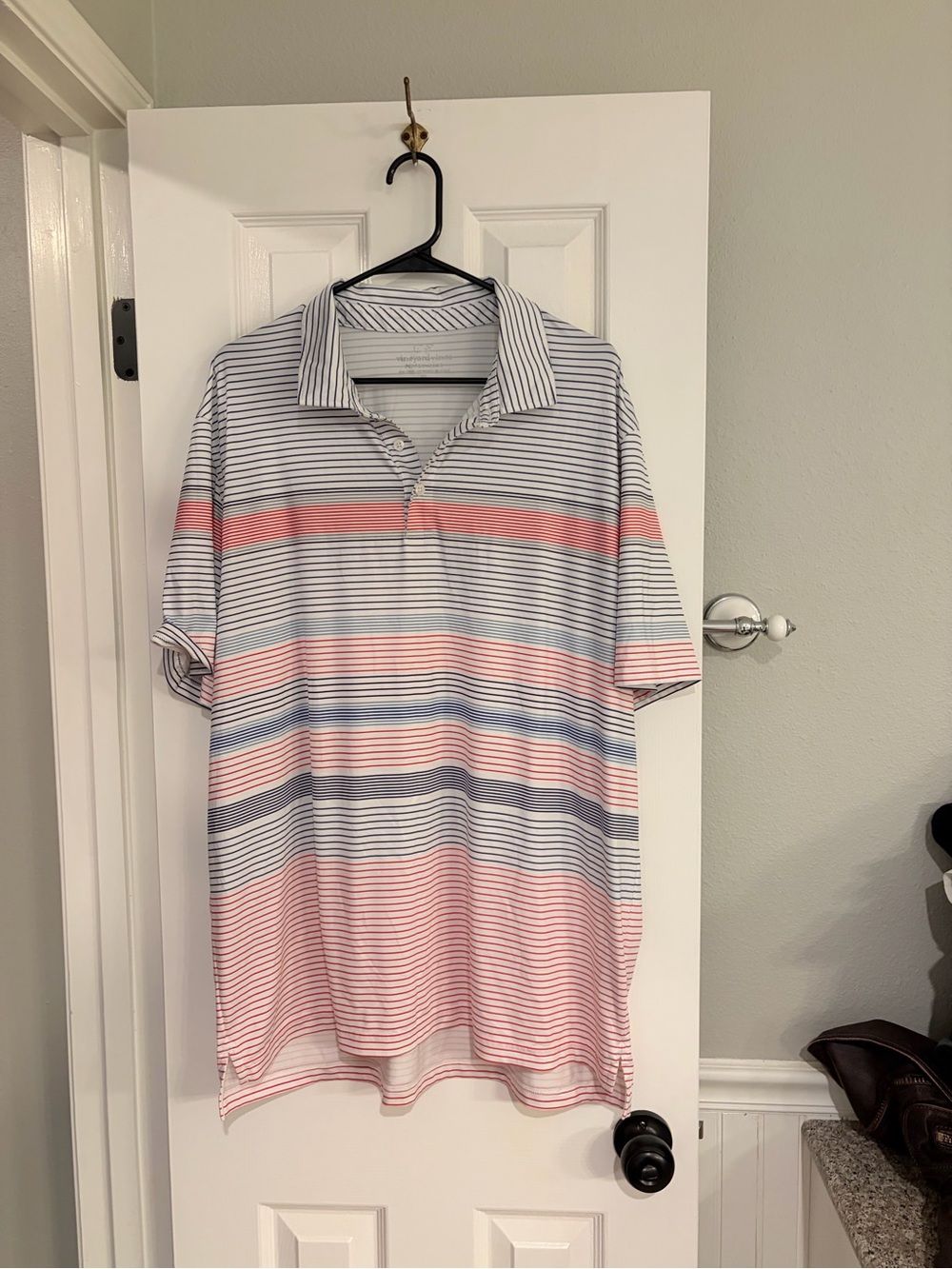 Vineyard Vines Men’s Stripe Performance Polo Blue Red White Short Sleeve XL